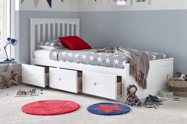 Poppy Kids Storage Bed Bedmaster White Single | Bed Sava