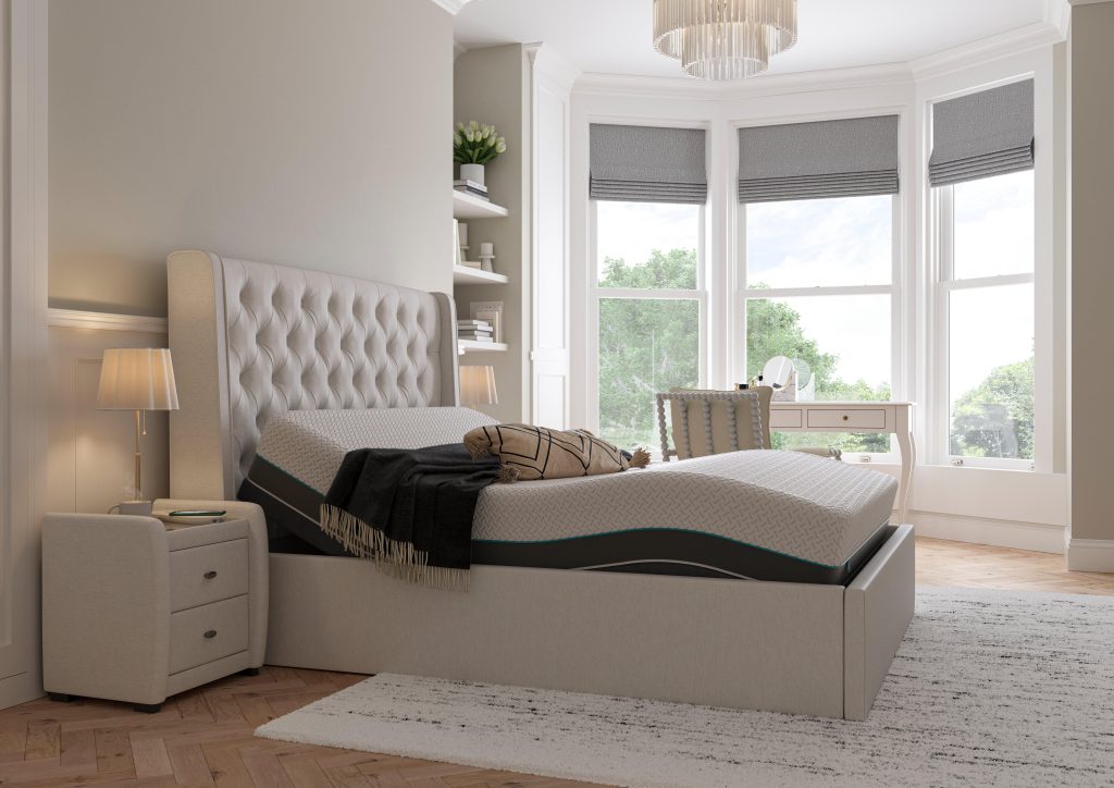 Deacon Sleepmotion Adjustable Upholstered Bed Frame - 4'6 Double - Grey