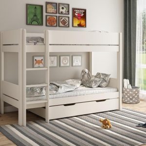 Anderson Bunk Bed with Drawer  30 Single  White | Bed Sava
