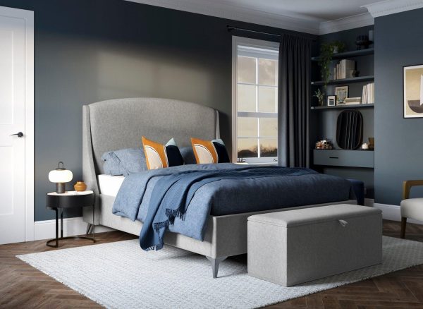 Camden Upholstered Shadow Ottoman Bed Frame  50 King  Grey | Bed Sava