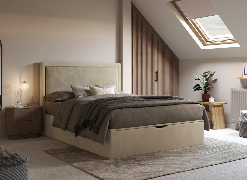 Turin Upholstered Ottoman Bed Frame - 5'0 King - Beige