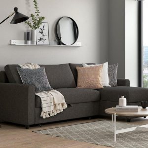 Limerick 3 Seat Corner Sofa Bed  Smoke  Grey | Bed Sava