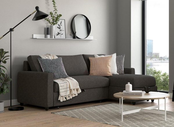 Limerick 3 Seat Corner Sofa Bed  Smoke  Grey | Bed Sava