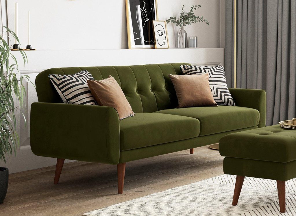 Gallway 3 Seater Sofa Bed - Navy Velvet - Blue