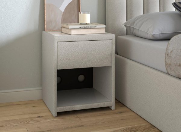 Davies Upholstered Bedside Table  Grey | Bed Sava