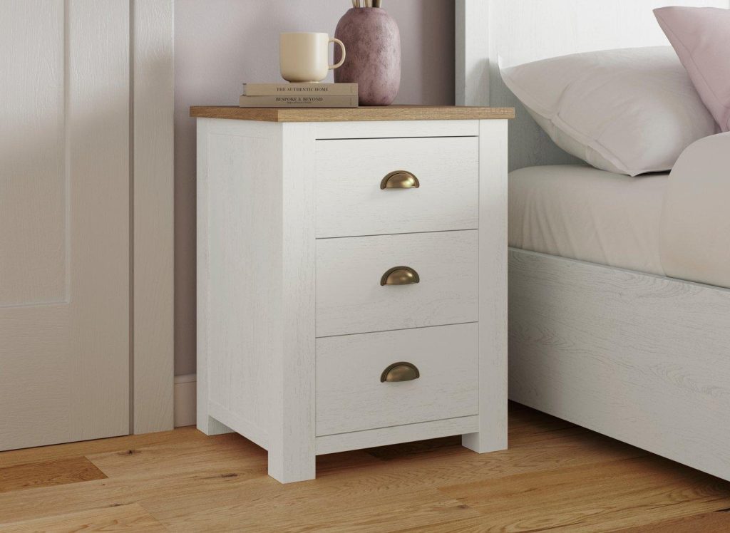 Fairbourne Wooden Bedside Table - White