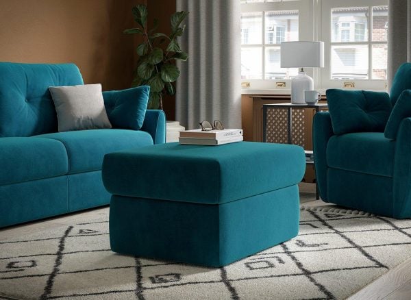 Vicenza Ottoman Footstool  Blue | Bed Sava