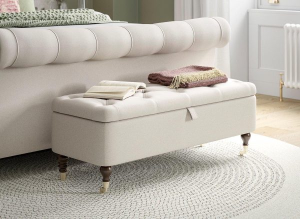 Alana Upholstered Blanket Box  Cream | Bed Sava