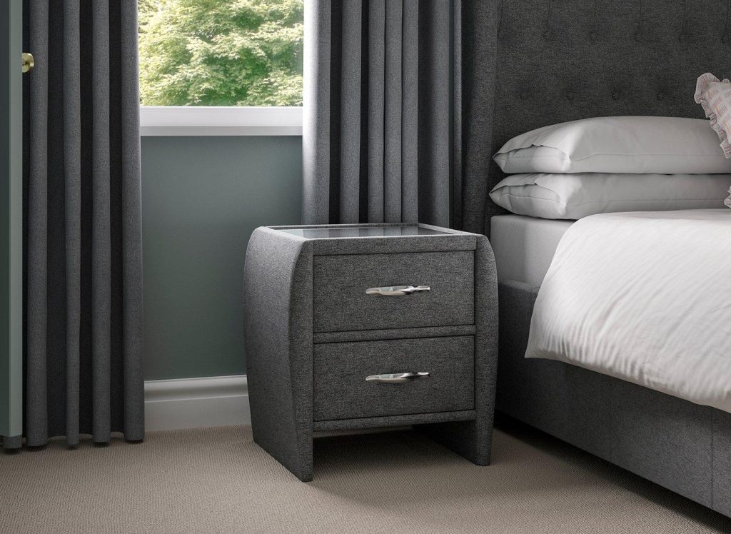Sana Upholstered Bedside Table - Grey