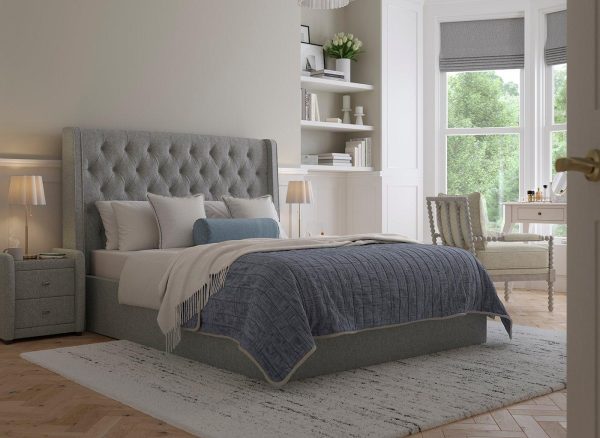 Deacon Upholstered Ottoman Bed Frame  46 Double  Grey | Bed Sava
