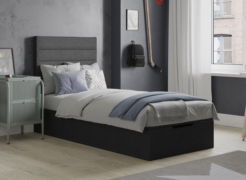 Sutton Upholstered Ottoman Bed Frame  30 Single  Grey | Bed Sava