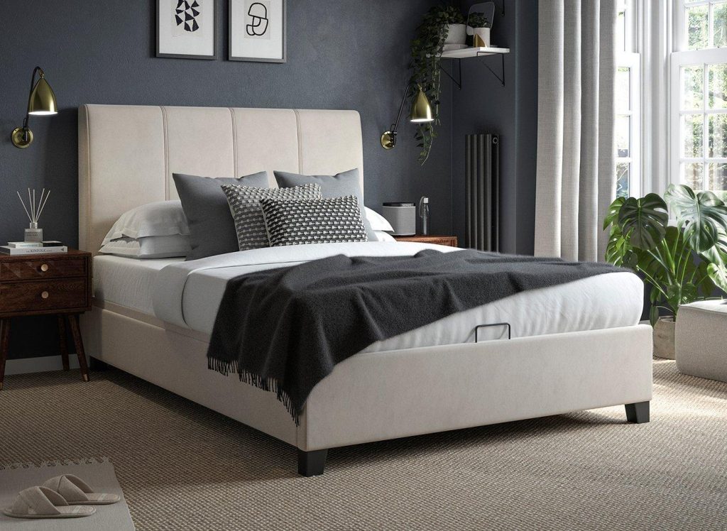Francesca Upholstered Ottoman Bed Frame  46 Double  Cream | Bed Sava