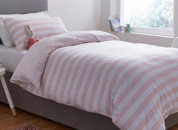 Silentnight Jersey Stripes Duvet Set  Pink | Bed Sava