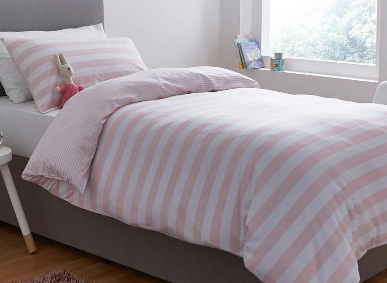 Silentnight Jersey Stripes Duvet Set - Pink