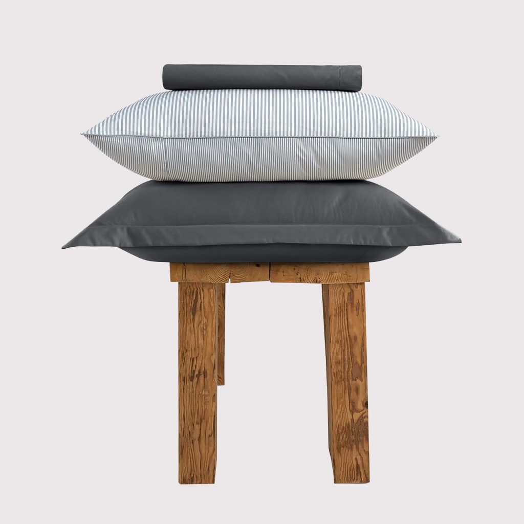 300 Thread Count Graphite Grey with Celeste Bedding Sheet Set, Double / Deep Fitted / Standard
