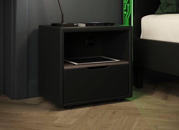 Glitch Upholstered Bedside Table  Black | Bed Sava