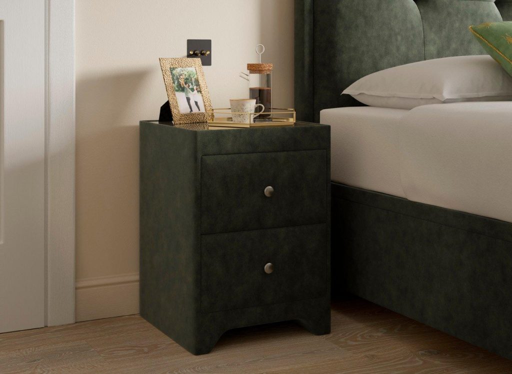 Kimberley Upholstered Bedside Table - Green