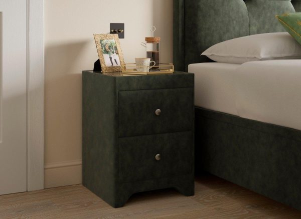Kimberley Upholstered Bedside Table  Green | Bed Sava