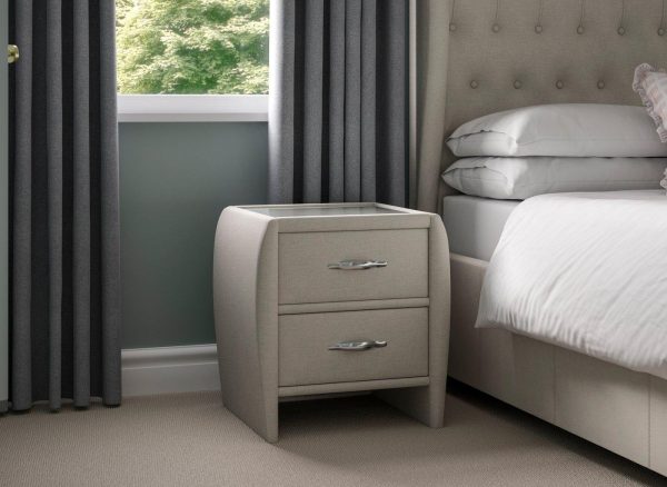 Sana Upholstered Bedside Table  Cream | Bed Sava