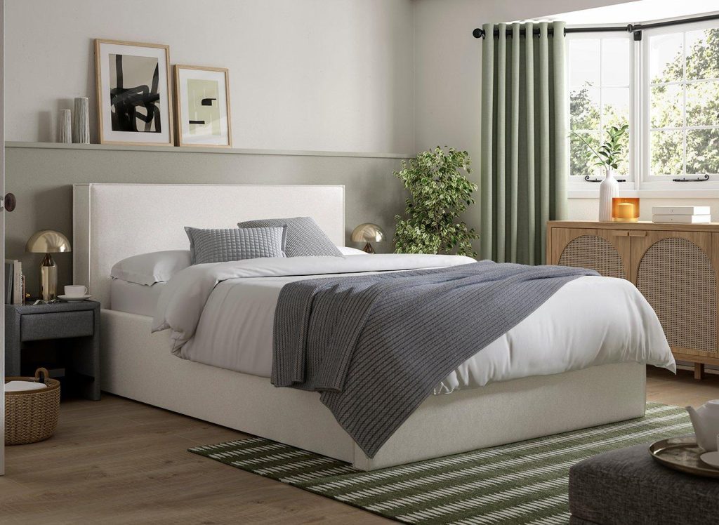 Bethany Upholstered Ottoman Bed Frame  60 Super King  Grey | Bed Sava