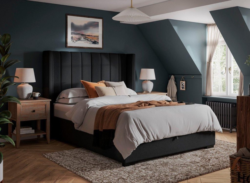 Charlie Upholstered Ottoman Bed Frame - 6'0 Super King - Black