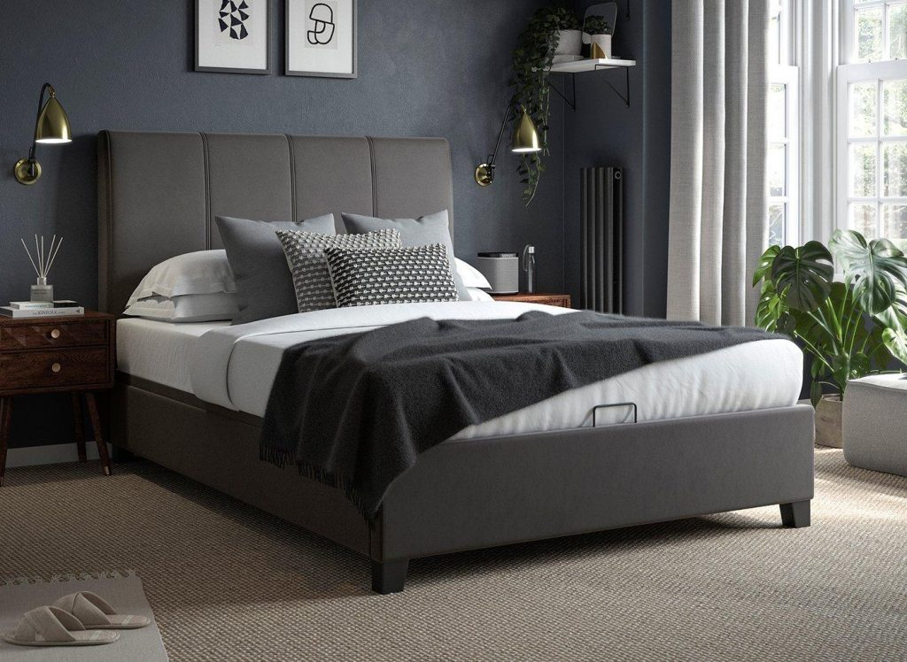 Francesca Upholstered Ottoman Bed Frame  46 Double  Grey | Bed Sava