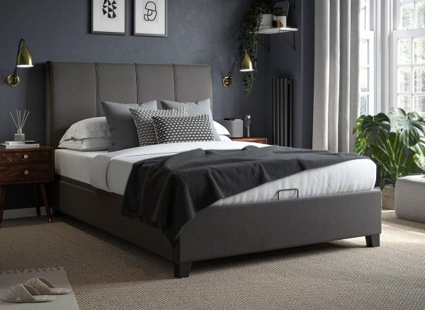 Francesca Upholstered Ottoman Bed Frame  30 Single  Grey | Bed Sava