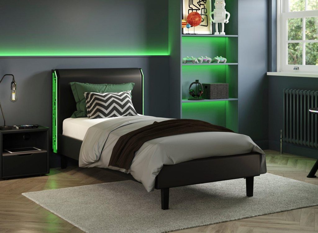 Glitch Kids Upholstered Bed Frame - 4'0 Small Double - Black