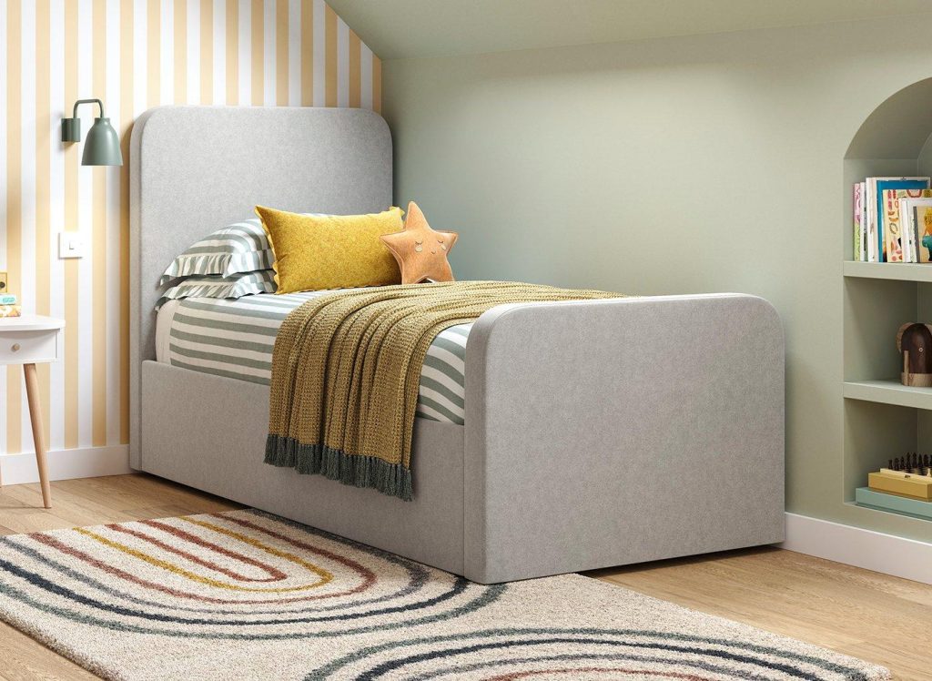 Margot Kids Upholstered Bed Frame - 3'0 Single - Grey