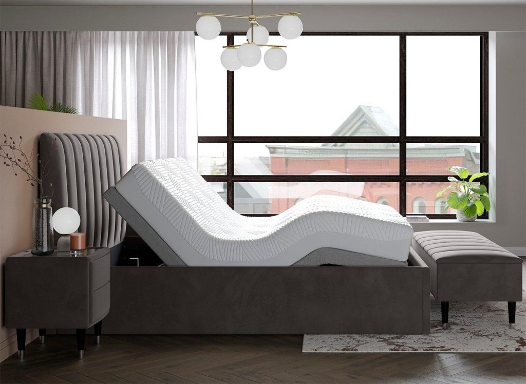 Mount Sleepmotion Adjustable Velvet-Finish Bed Frame - 6'0 Super King - Blue
