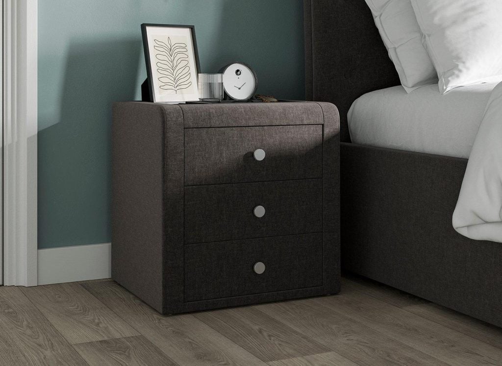 Paris Upholstered Bedside Table - Grey