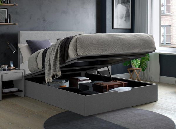 Sutton Upholstered Ottoman Bed Frame  46 Double  Silver | Bed Sava