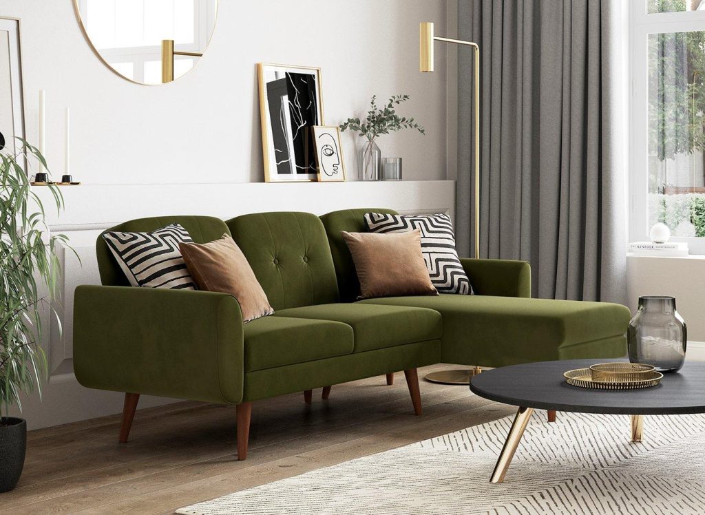 Gallway 3 Seater Corner Sofa Bed - Green