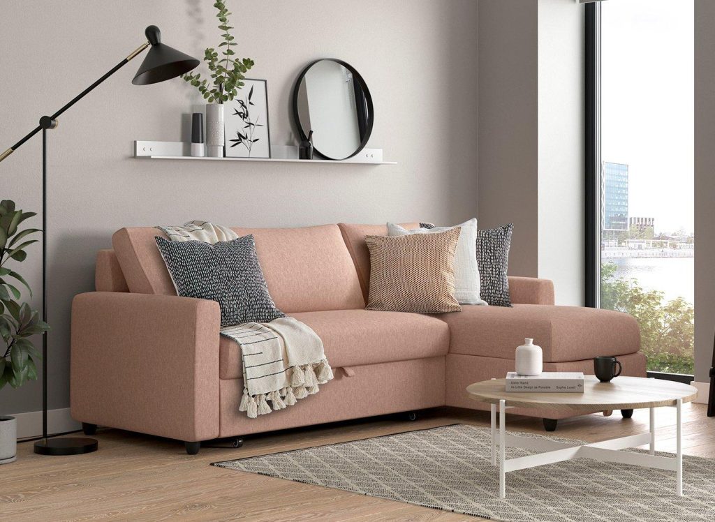 Limerick 3 Seat Corner Sofa Bed - Pink