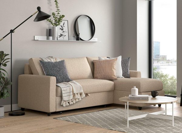 Limerick 3 Seat Corner Sofa Bed  Cream | Bed Sava
