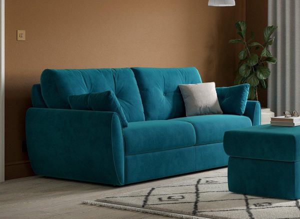 Vicenza 3 Seater Pull Out Sofa Bed  Blue | Bed Sava