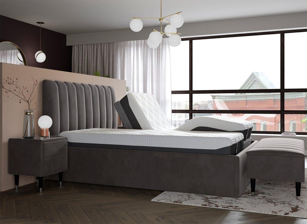Mount Sleepmotion Adjustable Velvet-Finish Bed Frame - 6'0 Super King - Grey