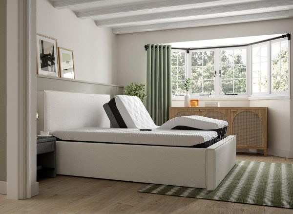 Bethany Sleepmotion Adjustable Upholstered Bed Frame  60 Super King  Grey | Bed Sava