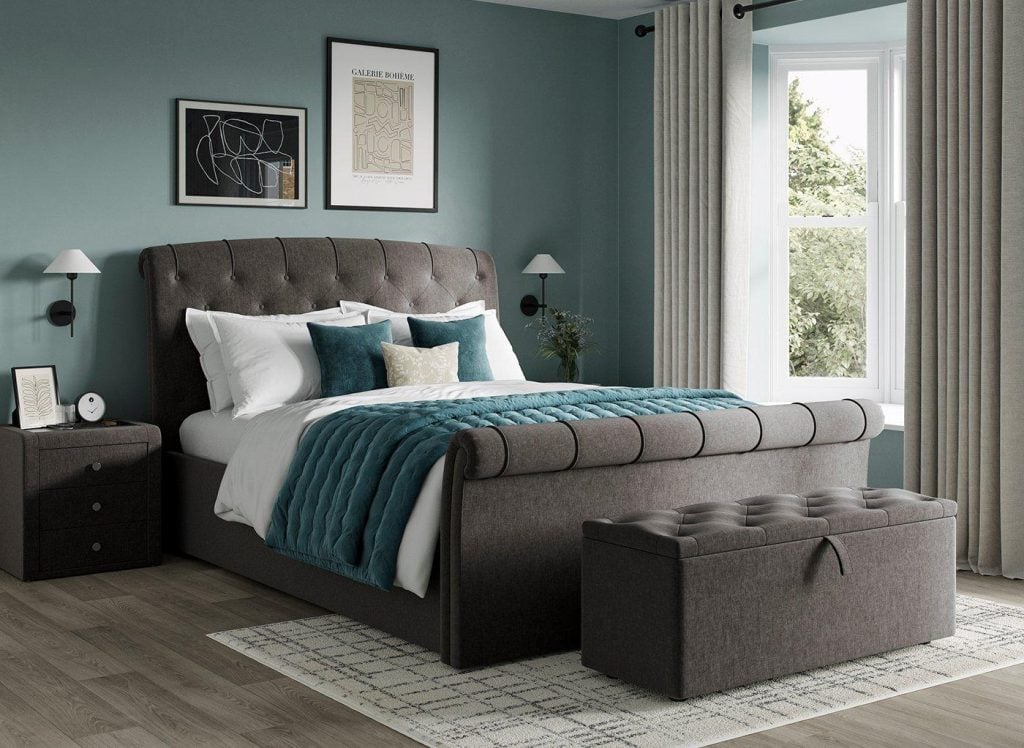 Paris Upholstered Ottoman Bed Frame - 6'0 Super King - Grey