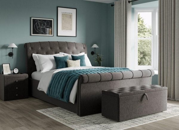 Paris Upholstered Ottoman Bed Frame  46 Double  Grey | Bed Sava