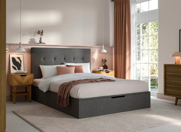 Ashfield Upholstered Ottoman Bed Frame  40 Small Double  Grey | Bed Sava