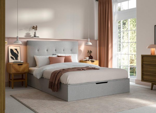 Ashfield Upholstered Ottoman Bed Frame  30 Single  Silver | Bed Sava