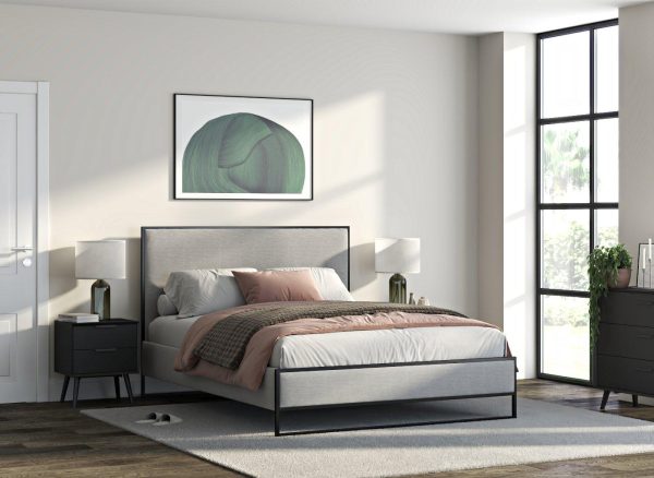 Carter Upholstered Metal Bed Frame  50 King  Grey | Bed Sava