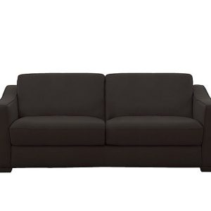 Optimus Space Saving BV Leather Sofa Bed with Memory Foam Mattress  Dark Chocolate | Bed Sava