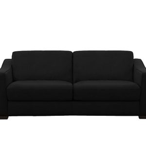 Optimus Space Saving BV Leather Sofa Bed with Memory Foam Mattress  Classic Black | Bed Sava