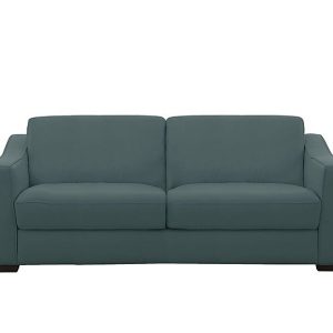 Optimus Space Saving BV Leather Sofa Bed with Memory Foam Mattress  BV Lake Green | Bed Sava