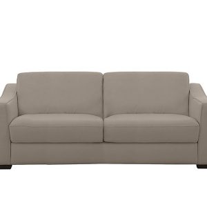 Optimus Space Saving BV Leather Sofa Bed with Memory Foam Mattress  BV Taupe | Bed Sava