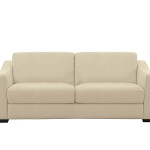 Optimus Space Saving BV Leather Sofa Bed with Memory Foam Mattress  BV Bisque | Bed Sava