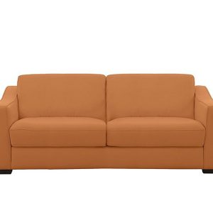 Optimus Space Saving BV Leather Sofa Bed with Memory Foam Mattress  BV Honey Yellow | Bed Sava
