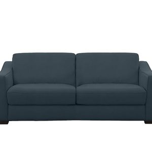 Optimus Space Saving BV Leather Sofa Bed with Memory Foam Mattress  BV Ocean Blue | Bed Sava